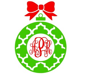 Download Christmas ornament monogram svg | Etsy