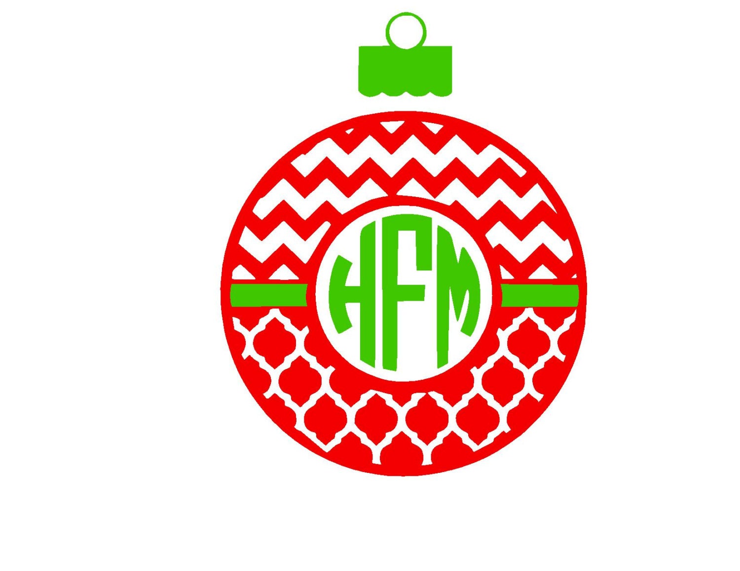 Download Christmas Chevron and Quarter foil Monogram Ornament SVG or | Etsy