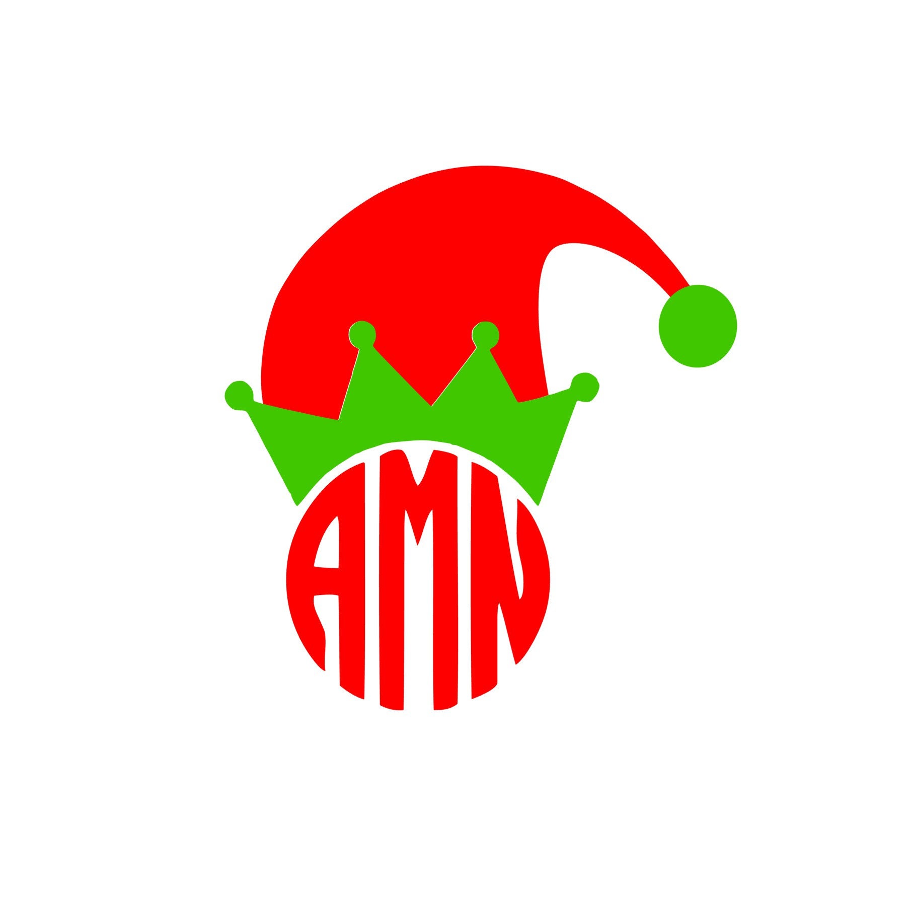 Download Elf Hat Christmas Monogram SVG or Silhouette Instant ...