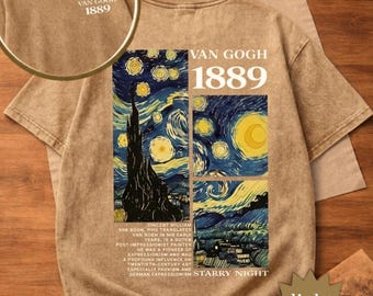 Van Gogh Starry Night Parody Art Tee, Gallery Style T-Shirt