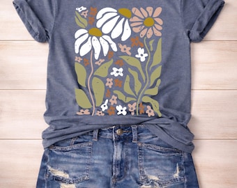 Daisy Wildflower Graphic Tee, Boho Floral Cottagecore Shirt