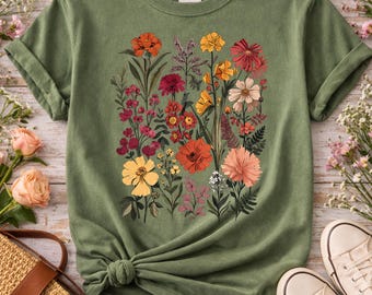 Vintage Wildflower Bouquet Shirt, Cottagecore Floral Art Nouveau Tee