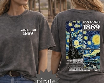 Van Gogh Starry Night T-shirt, minimalistisk konsttröja, gallerikläder