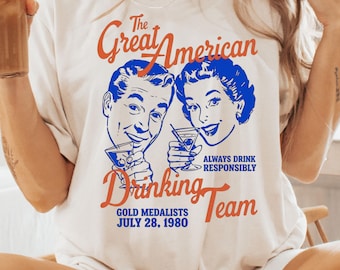 Retro Drinking Team Shirt, Vintage Cocktail Graphic Tee, Girls Night Out Party