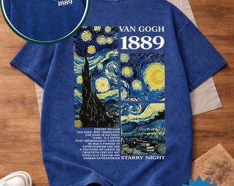 Van Gogh Starry Night Graphic Tee, Vintage Art T-shirt, Stil