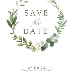 Save the Date Wedding Card | Elegant Floral Save the Date with Editable Names & Dates | Modern Personalized Wedding Announcement in 3 Colors