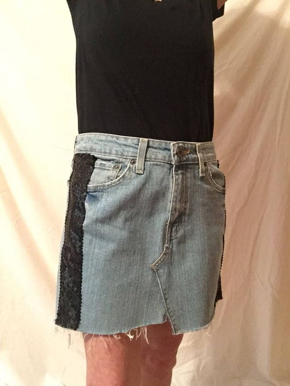 sequin denim skirt