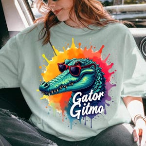 Gator Gitmo Alligator Sunglasses Watercolor Apreal Png, Everglades Souvenir Art, Retro Gator Sublimation, Vintage Wildlife Download