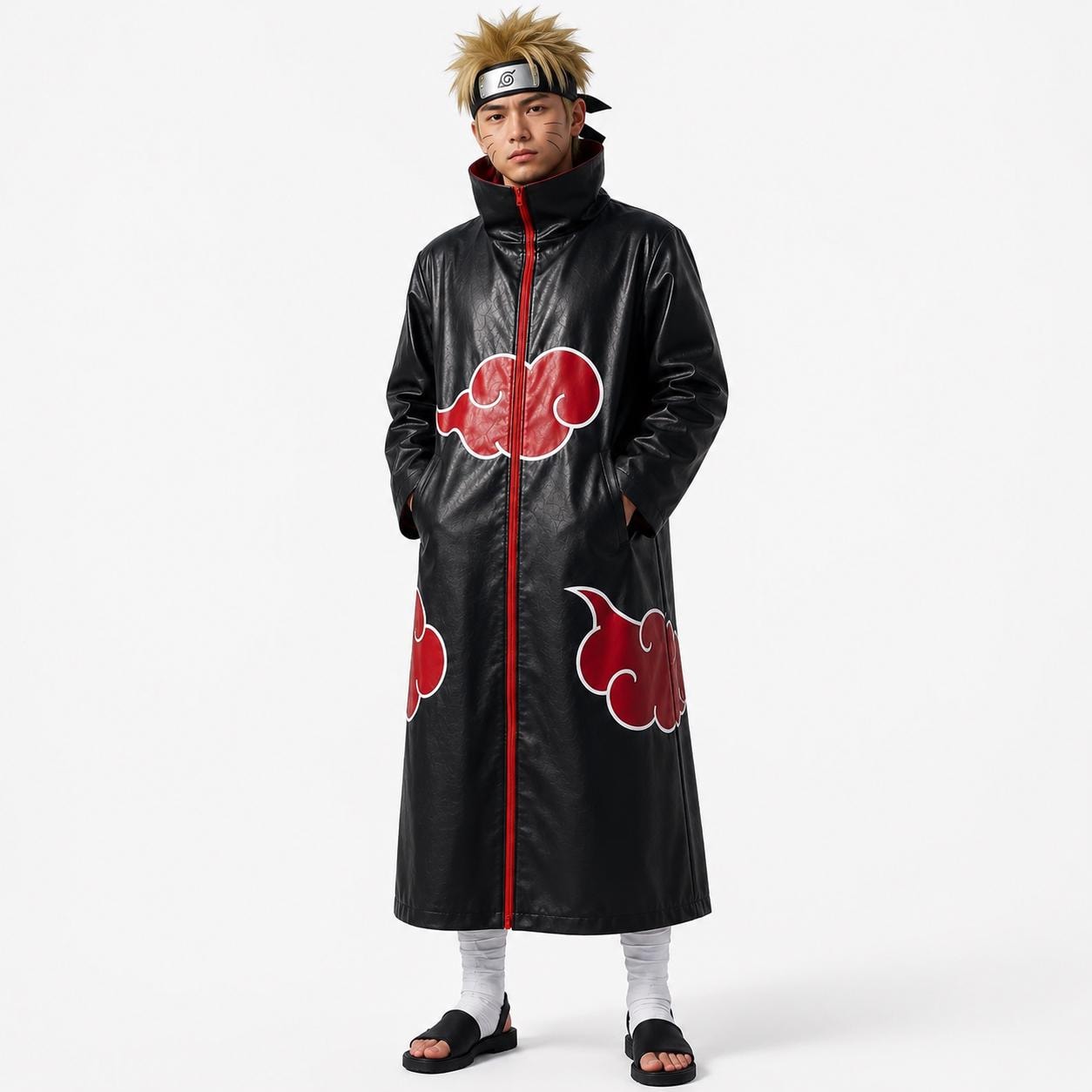 Déguisement Akatsuki Complet – 15 Pièces – Cape, Bandeaux, Bagues, Colliers Itachi & Hidan – Costume Cosplay Naruto – Adulte Et Enfant – Halloween