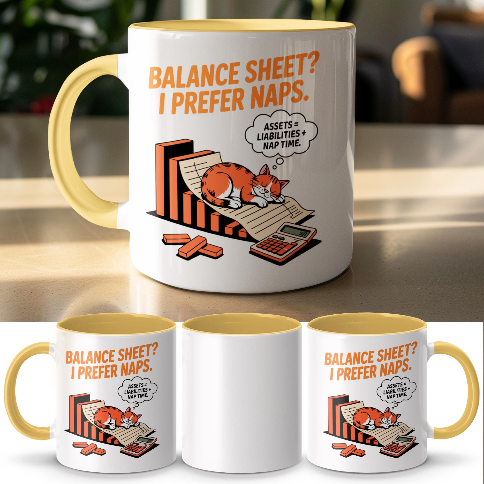 Funny Accountant Cat Mug  CPA Gift, Finance Humor Coffee Cup for  Bookkeepers & Cat Lovers