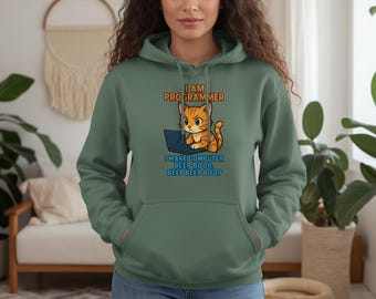 Funny Programmer Cat Hoodie: Geek Coder Gift Sweatshirt