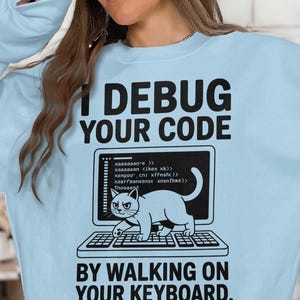 Black Cat Debugger T-Shirt: Funny Coder Gift for Cat Lovers