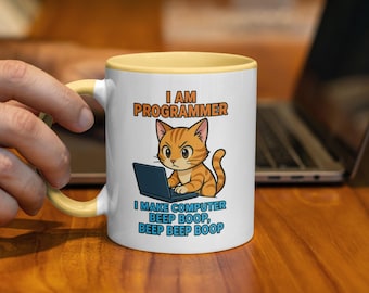 Funny Programmer Cat Mug – Coding Humor Gift for Developers, IT & Tech Lovers