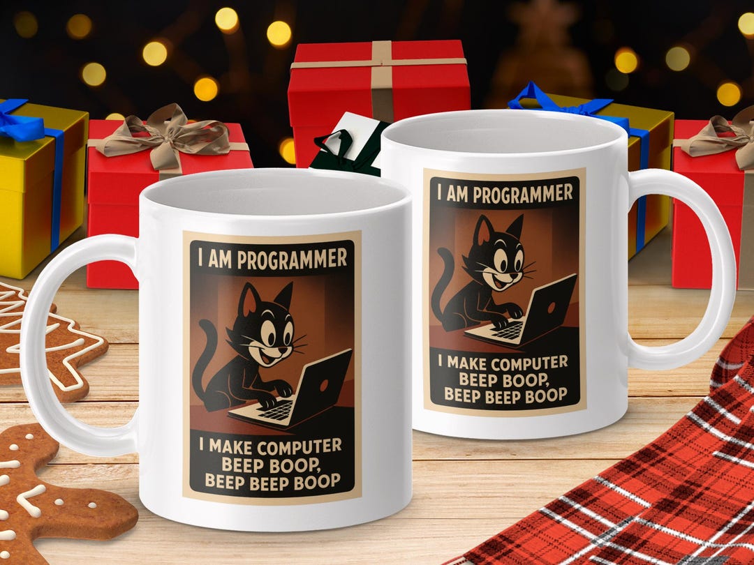 Retro Programmer Cat Mug – Funny Coding Coffee Cup Gift for Developers ...