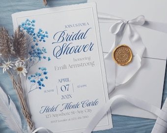 Bridal Shower   Blue Floral Canva Template | SS005