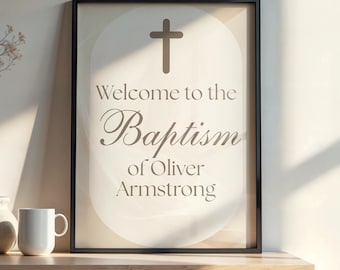 Baptism Welcome Sign & Ceremony Program Canva Template | ML016