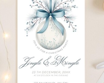 Elegant Christmas Party Invitation Template | Jingle & Mingle (Digital Download)