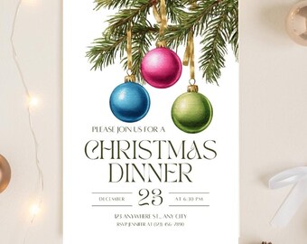 Editable Christmas Dinner Invitation | Festive Holiday Party (Canva Template, Instant Download)