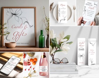 Bridal Shower Elegant  Bundle | Canva Template Bundle Design | SS004