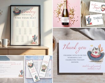 Cowboy Baby Shower Stationery Bundle | Editable Canva Set | LS971