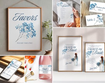 Bridal Shower Blue Floral Ultimate Canva Bundle | SS005