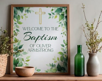 Greenery Baptism Welcome & Program Set | Canva Templates | ML015