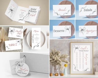 Bridal Shower Stationery Set With Elegant Design | Canva Set Template |  SS004