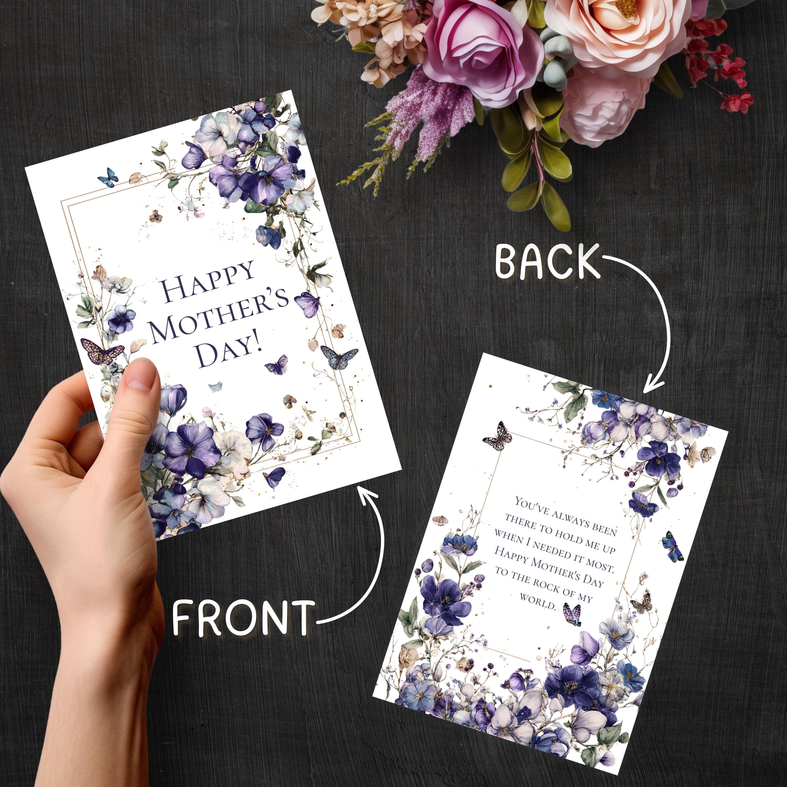 Editable Mothers Day Card Template 5x7, Purple Floral Printable ...