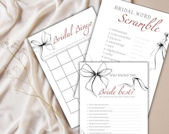 Elegant Bridal Shower Games Pack | Canva Template Design | SS004