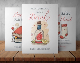 Cowboy Baby Shower Sign Set| Editable Canva Templates | LS971
