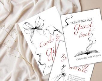 Bridal Shower Sign Bundle With Elegant Design | Canva Set Template | SS004