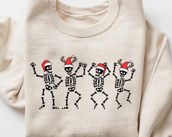 Skeleton Christmas Sweatshirt, Christmas Dancing Skeleton Shirt, Christmas Hoodie, Christmas Lights Long Sleeve, Merry Christmas Shirt