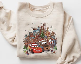 Disney Cars Christmas Sweatshirt, Lightning McQueen Mater Holiday Tee, Family Christmas Crewneck, Disneyland Vacation Gift