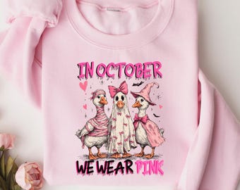Breast Cancer Support Sweatshirt, Pink Ribbon Awareness Sweatshirt, Goose Wear Pink October Tee