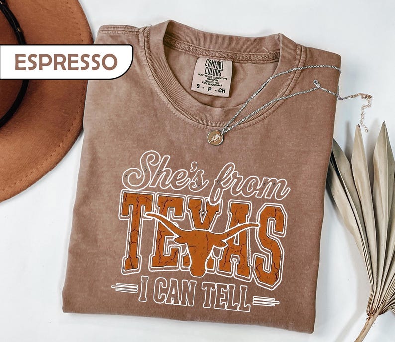 Comfort Colors® She's From Texas Shirt, Choosin' Texas Lyric Tee, Retro Western Longhorn Shirt, Country Music Tee, Regional Pride Top image 3