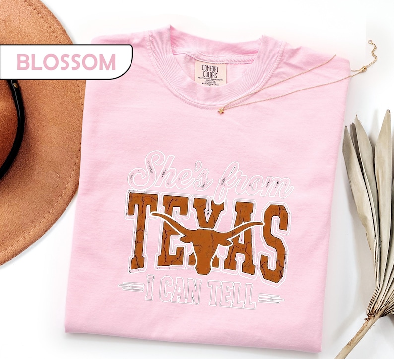 Comfort Colors® She's From Texas Shirt, Choosin' Texas Lyric Tee, Retro Western Longhorn Shirt, Country Music Tee, Regional Pride Top image 4