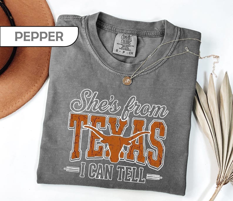 Comfort Colors® She's From Texas Shirt, Choosin' Texas Lyric Tee, Retro Western Longhorn Shirt, Country Music Tee, Regional Pride Top image 6