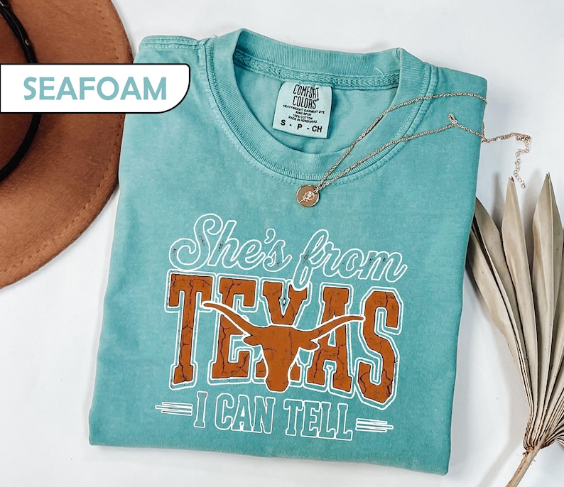 Comfort Colors® She's From Texas Shirt, Choosin' Texas Lyric Tee, Retro Western Longhorn Shirt, Country Music Tee, Regional Pride Top image 7