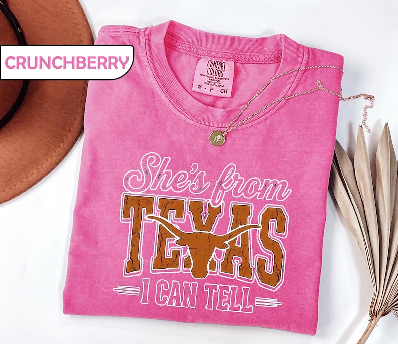 Comfort Colors® She's From Texas Shirt, Choosin' Texas Lyric Tee, Retro Western Longhorn Shirt, Country Music Tee, Regional Pride Top image 5