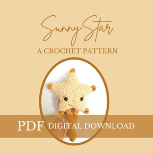 Sunny Star Crochet PATTERN,  crochet star toy, crochet star pillow, star plush decoration, nursery decoration, crochet star pattern