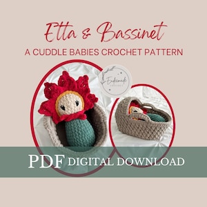 Etta Cuddle Baby, crochet pattern, crochet bassinet pattern, crochet baby, bassinet, crochet bassinet, crochet poinsettia, crochet christmas