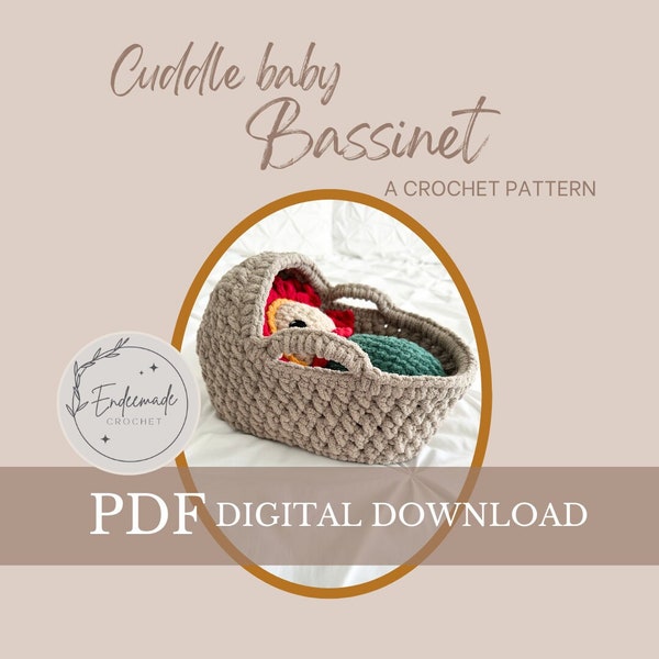 Crochet bassinet, crochet pattern, crochet bassinet pattern, crochet baby, bassinet, crochet play bassinet, crochet doll bassinet, basket