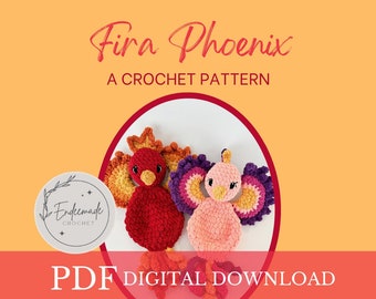 Crochet Fira Phoenix Pattern, crochet phoenix pattern, phoenix snuggler, crochet phoenix lovey, crochet phoenix, phoenix amigurumi, phoenix