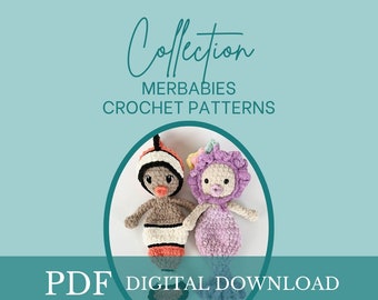 Merbabies Coral & Finn Crochet PATTERN,  crochet baby, crochet mermaid, crochet snuggler, nursery decor, crochet mermaid pattern, fish lovey