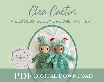Blossom Buddy Clea Cactus PATTERN,  crochet cactus, crochet cactus snuggler, crochet snuggler, nursery decor, crochet cactus pattern, cactus