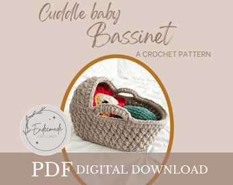 Crochet bassinet, crochet pattern, crochet bassinet pattern, crochet baby, bassinet, crochet play bassinet, crochet doll bassinet, basket