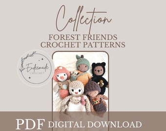 Forest Friends Crochet Patterns: Owl, Bear, Mushroom, Pumpkin, Acorn (PDF Pattern)