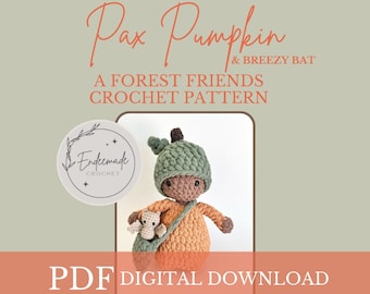 Forest Friends Crochet Pattern: Pax Pumpkin & Breezy Bat (PDF Pattern)