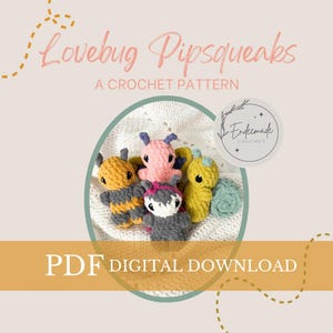 Modèle Pipsqueaks Lovebug, cartes pour la Saint-Valentin, motif d'insectes au crochet, motif abeille au crochet, papillon au crochet, coccinelle au crochet, escargot au crochet