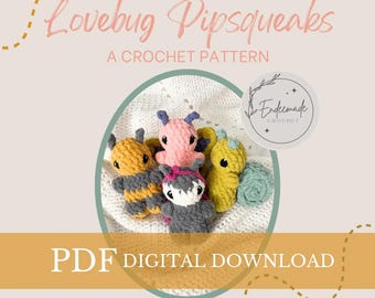 Lovebug Pipsqueaks Crochet Pattern: Bee, Butterfly, Ladybug, Snail (PDF Pattern)